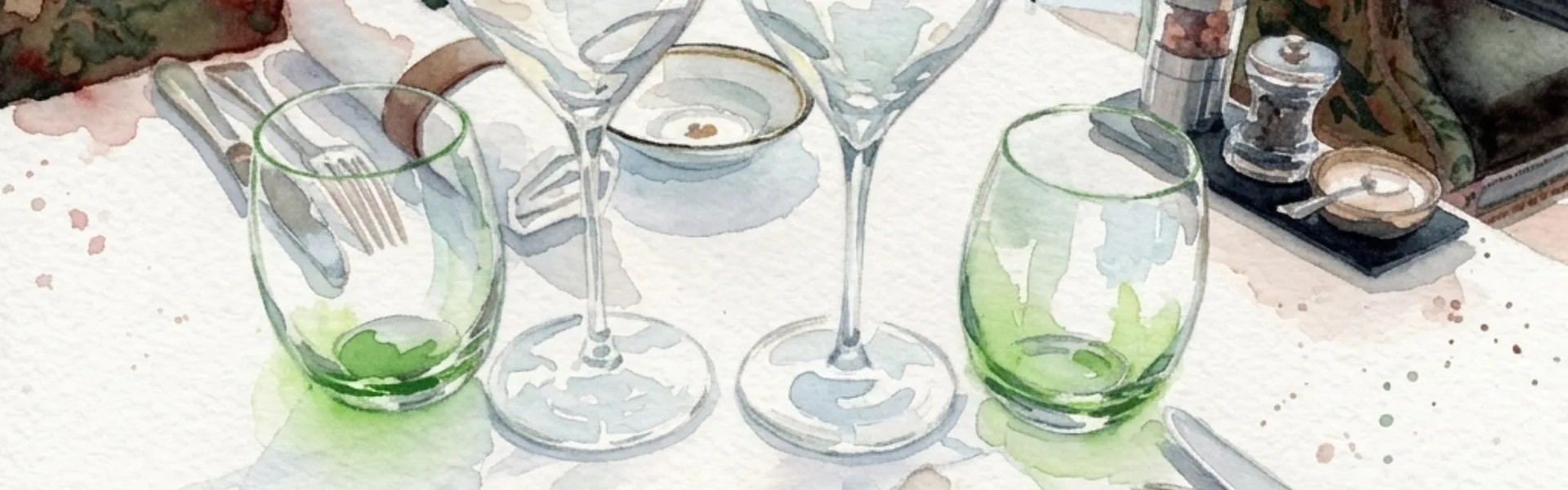 Table dressée avec verres et couverts — Art de la Table, Epicure Floriano